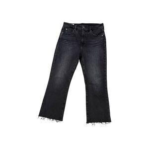 Gap High Rise Kick Fit Jeans 29/ 8 Petite Washed Black Raw Hem